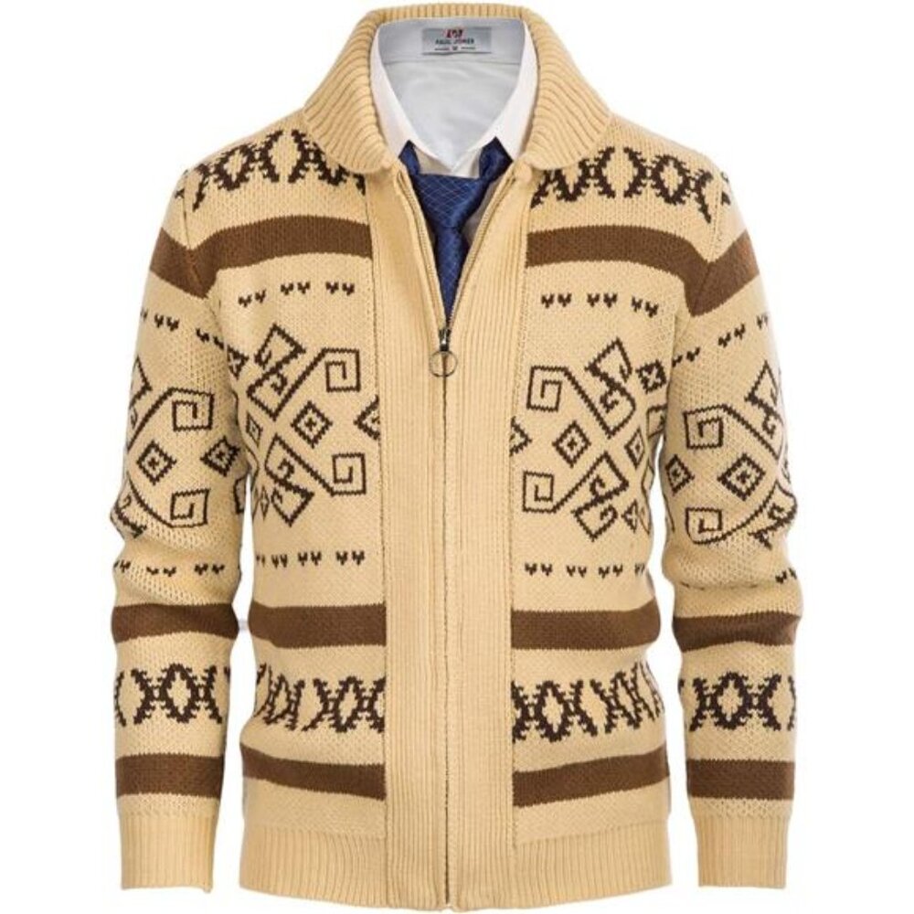 Men's Casual Curling Sweater Cardigans Button Down Knitted Sweater